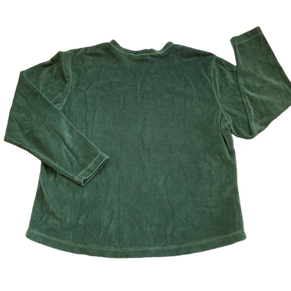 Eddie Bauer Green Velour Loose Fit Long Sleeve Top Size XL - Picture 2 of 4
